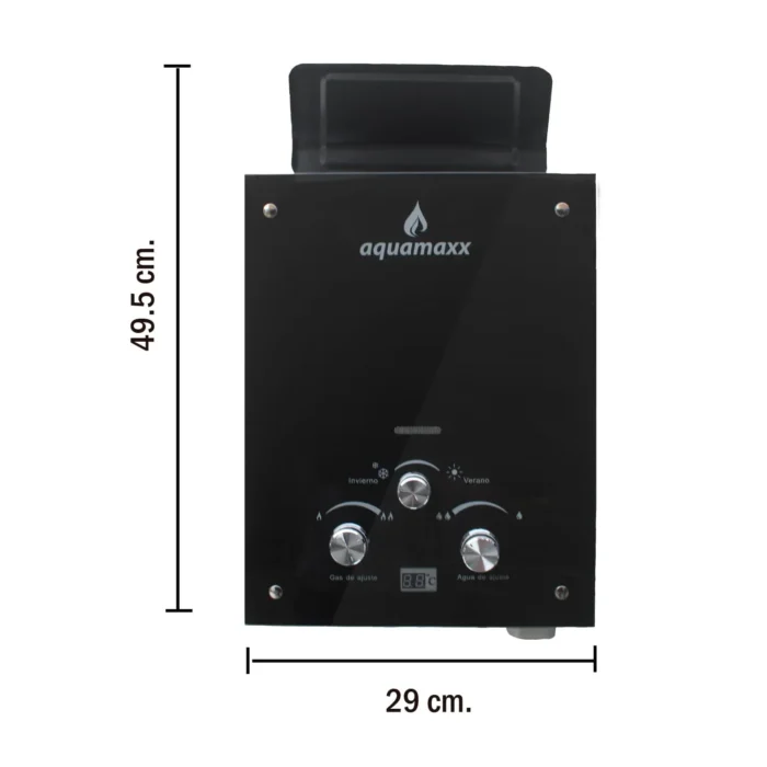 Terma de paso a gas 5.5 Ltsmin Tipo A con vidrio templado Aquamaxx - Imagen 2